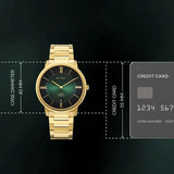 Titan Edge Meister Quartz Analog with Date Green Dial Golden Stainless Steel Strap Watch For Men 10065ym01