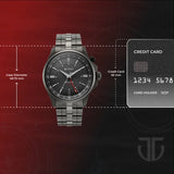 Titan Automatic Black Dial Grey Stainless Steel Strap Watch For Men 10076qm01