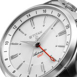 Titan Automatic White Dial Silver Stainless Steel Strap Watch For Men 10076sm01