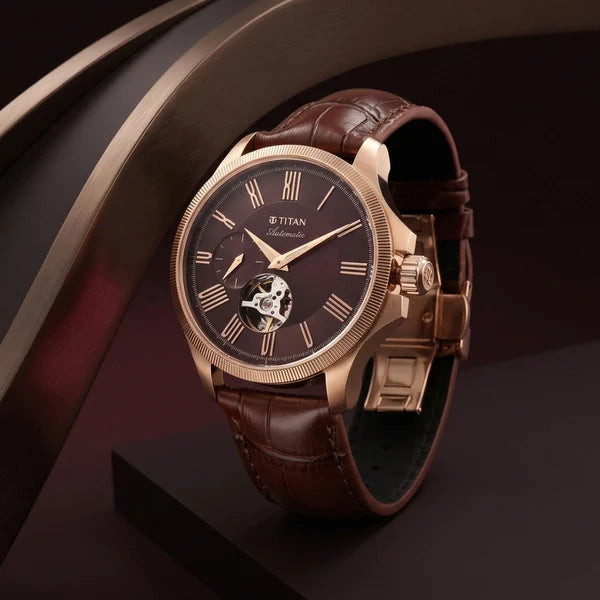Titan Automatic Atrium Offset Seconds Open Heart Automatic 10076wl01