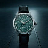 Titan Automatic Teal Dial Black Leather Strap Watch For Men 10077sl03
