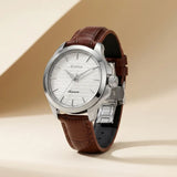 Titan Automatic White Dial Brown Stainless Steel Strap Watch For Men 10077sl05