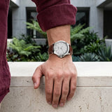 Titan Automatic White Dial Brown Stainless Steel Strap Watch For Men 10077sl05