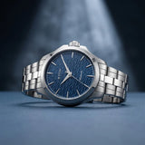Titan Automatic Blue Dial Silver Stainless Steel Strap Watch For Men 10077sm01