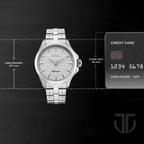 Titan Automatic White Dial Silver Stainless Steel Strap Watch For Men 10077sm02