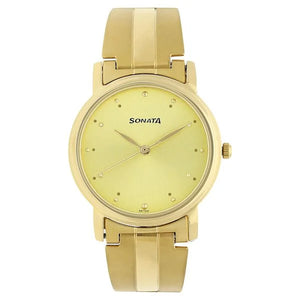 Sonata Quartz Analog Champagne Dial Stainless Steel Strap Watch for Men NS1013YM24 - KRISHNA WATCH COMPANY