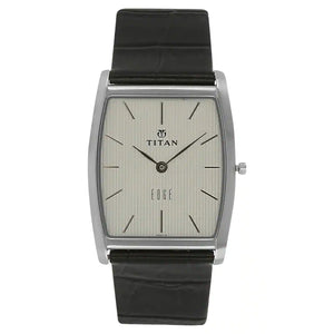 TITAN Edge Silver Dial Black Leather Strap Watch NN1044SL01 - KRISHNA WATCH COMPANY