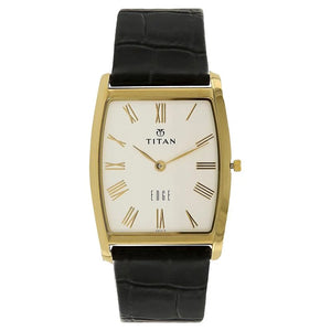 Titan Edge Silver Tonneau Dial Analog Leather Strap watch for Men 1044YL04 - KRISHNA WATCH COMPANY