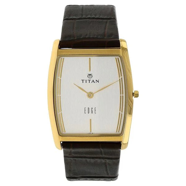 Titan Edge Quartz Analog White Dial Leather Strap Watch for Men  1044yl06