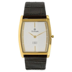 Titan Edge Quartz Analog White Dial Leather Strap Watch for Men 1044yl06 - KRISHNA WATCH COMPANY
