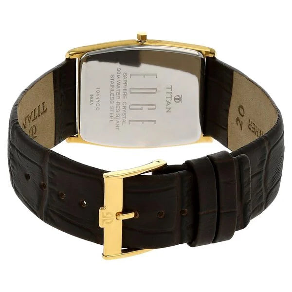 Titan Edge Quartz Analog White Dial Leather Strap Watch for Men  1044yl06