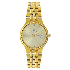Titan Champagne Dial Golden Stainless Steel Strap Watch NK1107YM08 (L380) - KRISHNA WATCH COMPANY