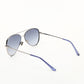 French Connection Blue Lens Aviator Sunglass Full Rim Silver Frame With Gradient (FC 7445 C3)