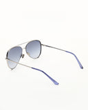 French Connection Blue Lens Aviator Sunglass Full Rim Silver Frame With Gradient (FC 7445 C3) - KRISHNA WATCH COMPANY