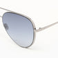 French Connection Blue Lens Aviator Sunglass Full Rim Silver Frame With Gradient (FC 7445 C3)