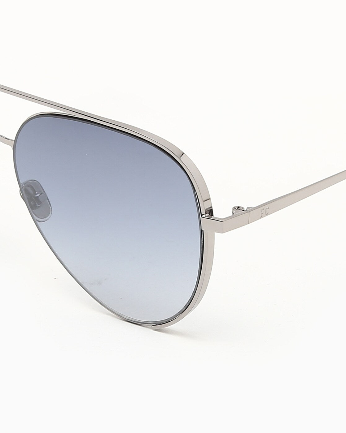 French Connection Blue Lens Aviator Sunglass Full Rim Silver Frame With Gradient (FC 7445 C3)