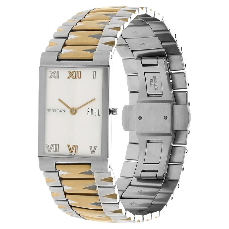 Titan Edge White Dial Analog Stainless Steel Strap Watch for Men 1296BM01