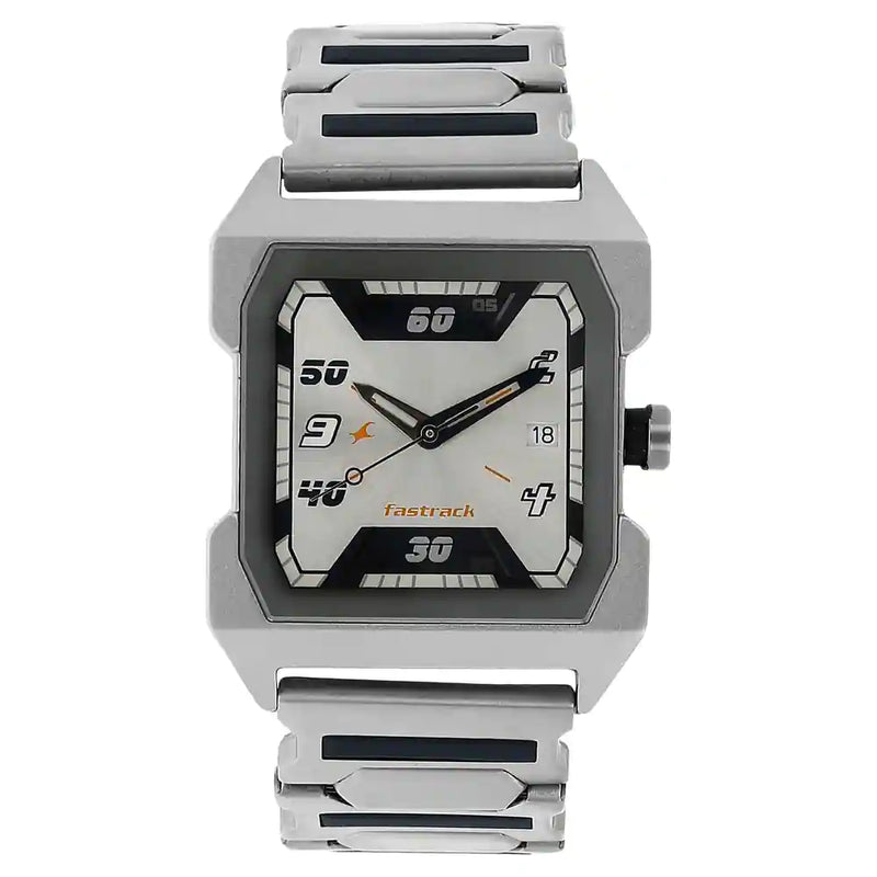 FASTRACK SILVER DIAL SILVER STAINLESS STEEL STRAP WATCH - 1474SM01