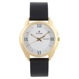 Titan Silver Dial Black Leather Strap Watch 1578YL04