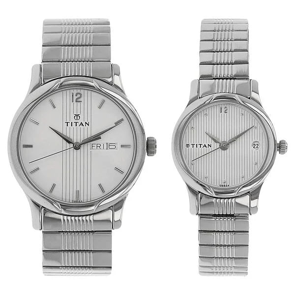 Titan Quartz Analog with Day Watch for Couple 15802490sm03 - KRISHNA WATCH COMPANY