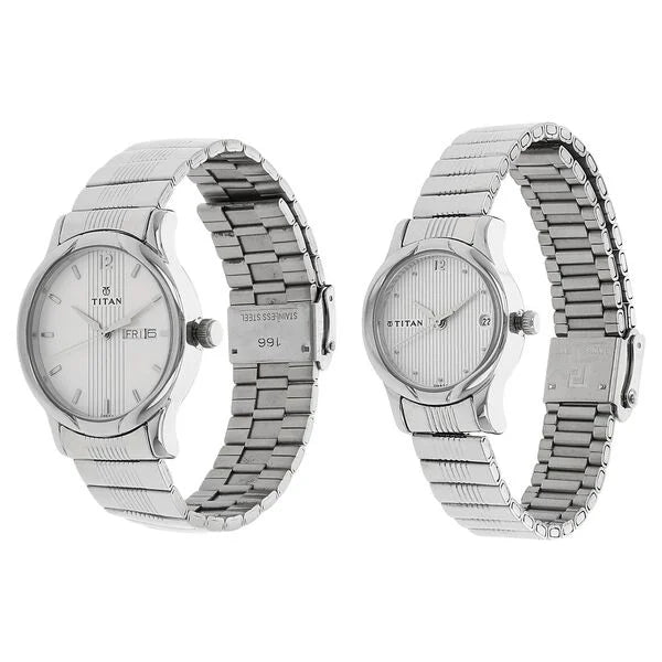 Titan Quartz Analog with Day Watch for Couple 15802490sm03 - KRISHNA WATCH COMPANY
