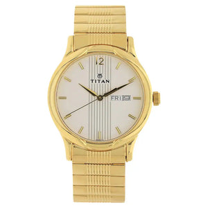 TITAN Silver Dial Golden Stainless Steel Strap Watch NN1580YM04 (DB807A) - KRISHNA WATCH COMPANY