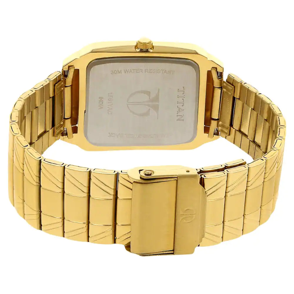 Titan Silver Dial Golden Stainless Steel Strap Watch 1581YM04