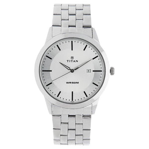 Titan Quartz Analog with Date White Dial Watch for Men - 1584SM03 - KRISHNA WATCH COMPANY