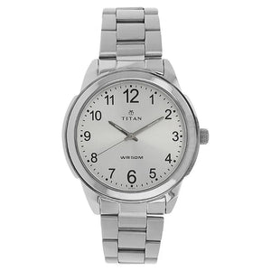 Titan Analog White Dial Quartz Metal Strap watch for Men 1585SM04 - KRISHNA WATCH COMPANY