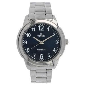 Titan Analog Blue Dial Stainless Steel Strap watch for Men - 1585SM05 - KRISHNA WATCH COMPANY