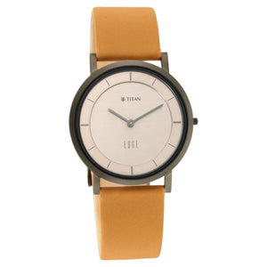 Titan Edge Beige Dial Analog Leather Strap watch for Men - 1595QL01 - KRISHNA WATCH COMPANY