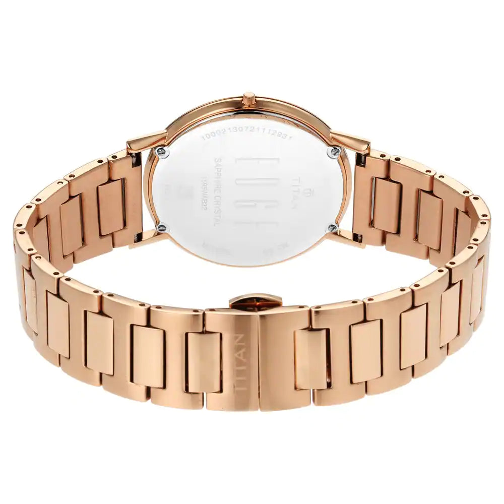 Titan Edge Anthracite Dial Rose Gold Strap Watch 1595WM01 - KRISHNA WATCH COMPANY