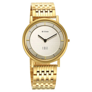 Titan Edge Metal Yellow Dial Stainless Steel Strap Watch Men - 1595YM01 - KRISHNA WATCH COMPANY