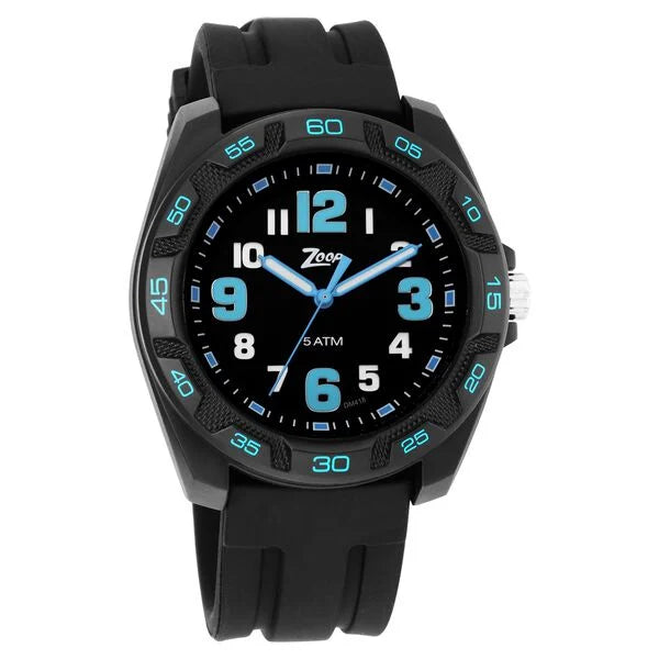 Zoop Analog Watch with Black Dial & Black Strap for Boys Kids, 16016pp02