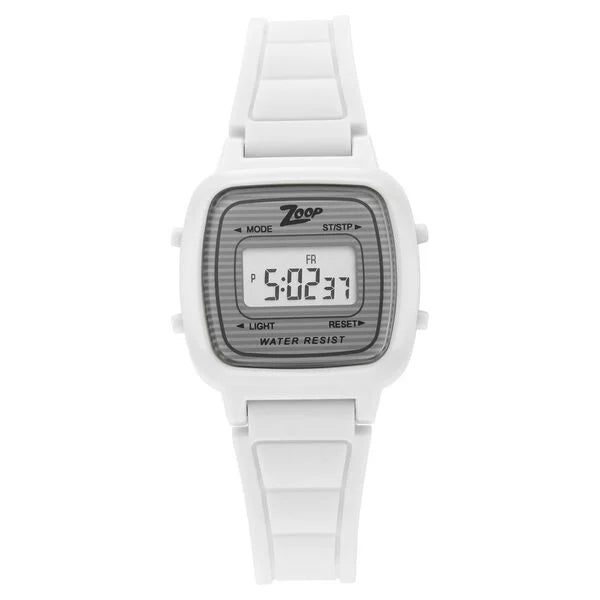 Zoop Digital Watch with Digital Dial & White Strap for Girls Kids, from House of Titan nt16017pp01