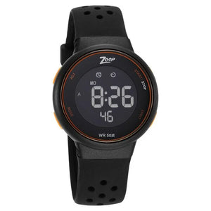 Zoop Digital Round Dial Black Silicone Strap Watch For Kids 16021pp01 - KRISHNA WATCH COMPANY