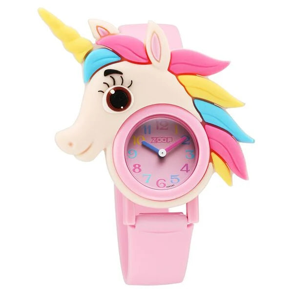 Zoop Analog Unicorn Watch with Pink Dial & Pink Strap for Girls Kids 16039pp01