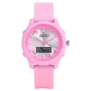 Zoop Ana-Digi Watch with Silver Dial & Pink Strap for Girls Kids, from House of Titan 16046pp02 - KRISHNA WATCH COMPANY