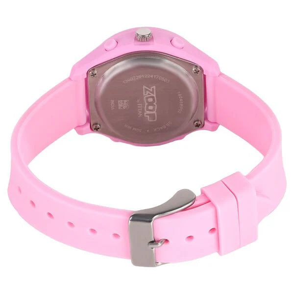 Zoop Ana-Digi Watch with Silver Dial & Pink Strap for Girls Kids, from House of Titan 16046pp02