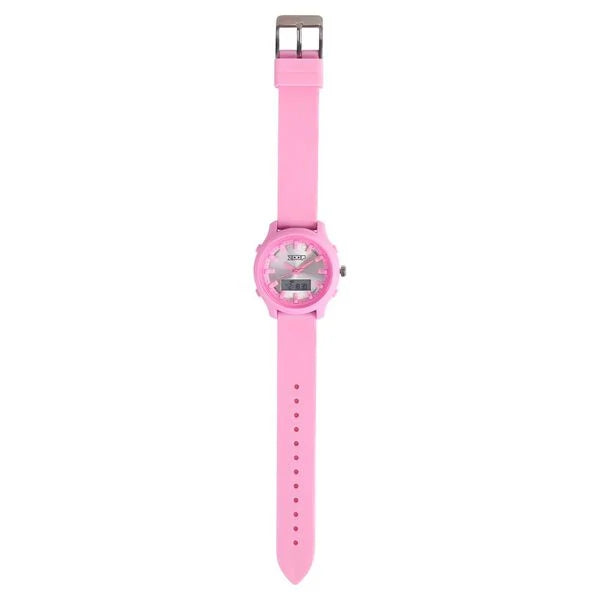 Zoop Ana-Digi Watch with Silver Dial & Pink Strap for Girls Kids, from House of Titan 16046pp02