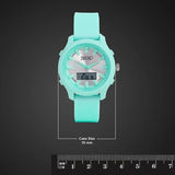 Zoop Ana-Digi Watch with Silver Dial & Green Strap for Girls Kids, from House of Titan 16046pp03