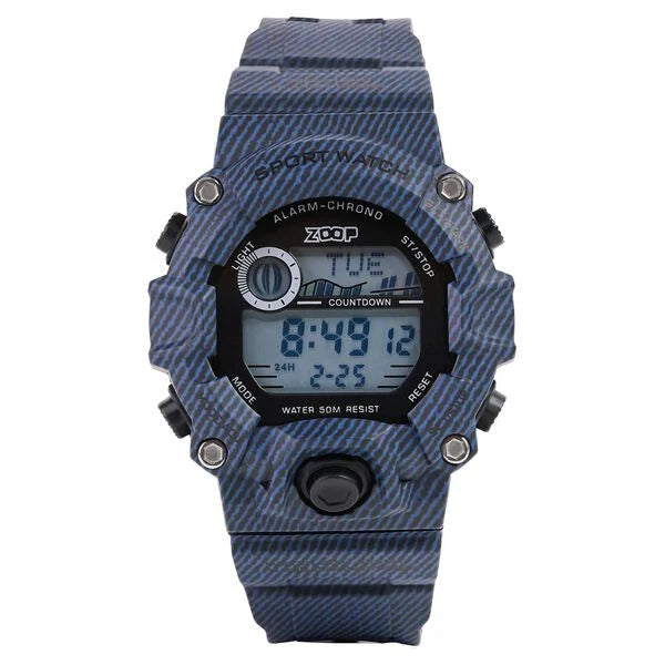 Zoop Digital Watch with Digital Dial & Striped Blue Strap for Boys Kids, from House of Titan 16051pp06