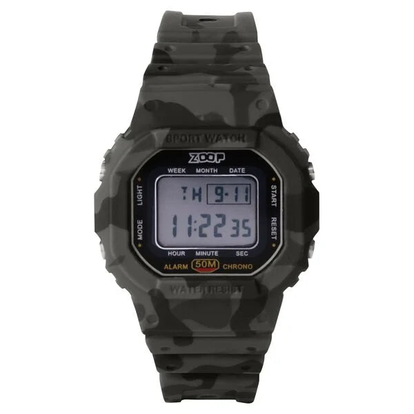 Zoop Digital Watch with LCD Dial And Camouflage Military Grey Strap for Boys Kids 16052pp02