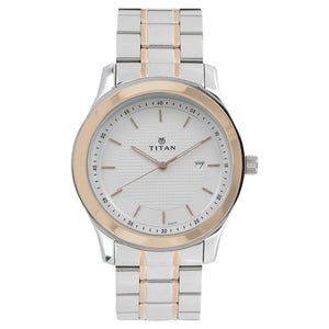 Titan Regalia Baron White Dial Analog with Date Stainless Steel Strap Watch for Men 1627KM01 - KRISHNA WATCH COMPANY