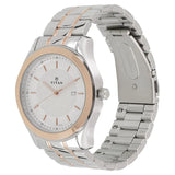 Titan Regalia Baron White Dial Analog with Date Stainless Steel Strap Watch for Men  1627KM01