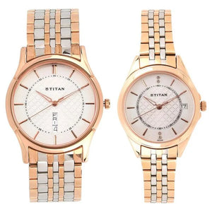 Titan Quartz Analog with Day and Date Silver Dial Stainless Steel Strap Watch for Couple 16362565km01p - KRISHNA WATCH COMPANY