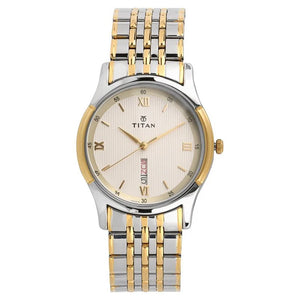 Titan Analog with Day and Date Off White Dial watch for Men - 1636BM01 - KRISHNA WATCH COMPANY