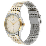 Titan Analog with Day and Date Off White Dial Stainless Steel Strap watch for Men  1636BM01