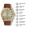 Timex Men Champagne Round Analog Brass Dial Watch- TWTG10400