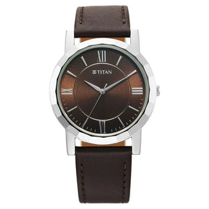 Titan Karishma Zing Quartz Analog Brown Dial Leather Strap Watch for Men 1644SL01 - KRISHNA WATCH COMPANY